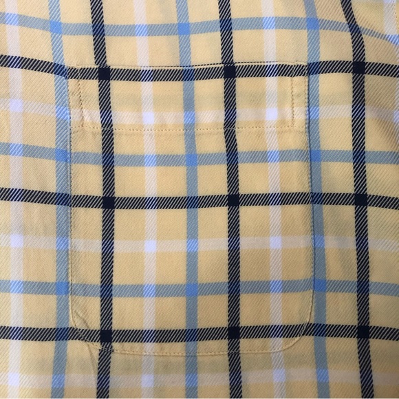 Bobby Jones yellow plaid light weight cotton flannel size L 16-16.5 EUC - Picture 4 of 4